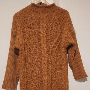 Cute Orange Brown Knit Sweater Dress  S-M